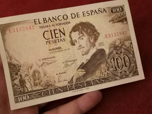 Billete de 100 pesetas de 1965 de Gustavo Adolfo Becquer