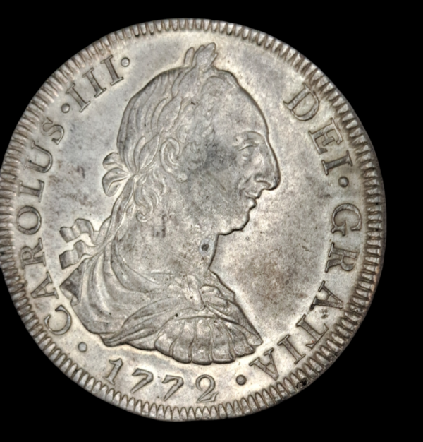 8 reales de Carlos III de 1772 México con ceca y ensayador invertidos - Imagen 3