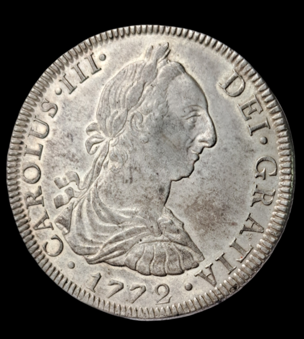 8 reales de Carlos III de 1772 México con ceca y ensayador invertidos - Imagen 2