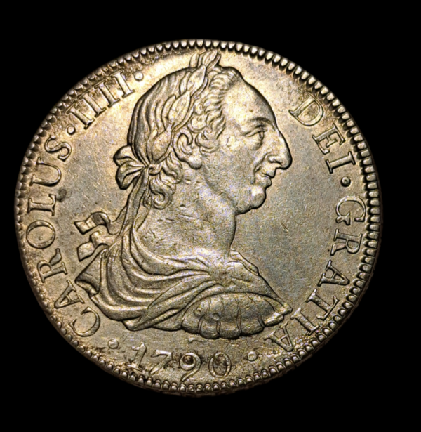 8 reales Carlos IIII con busto de Carlos III de 1790 México FM