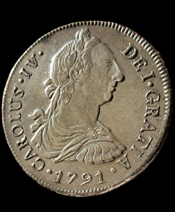 8 reales Carlos IV 1791 Lima con busto de Carlos III EBC+ - Imagen 3