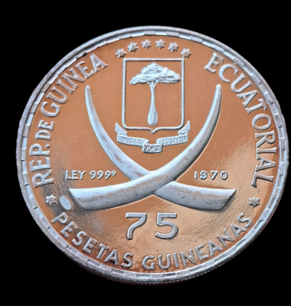 75 pesetas guineanas de Ginea Ecuatorial conmemorativa de Abraham Lincoln - Imagen 3