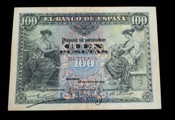 Billete de 100 pesetas 1906 alegorias