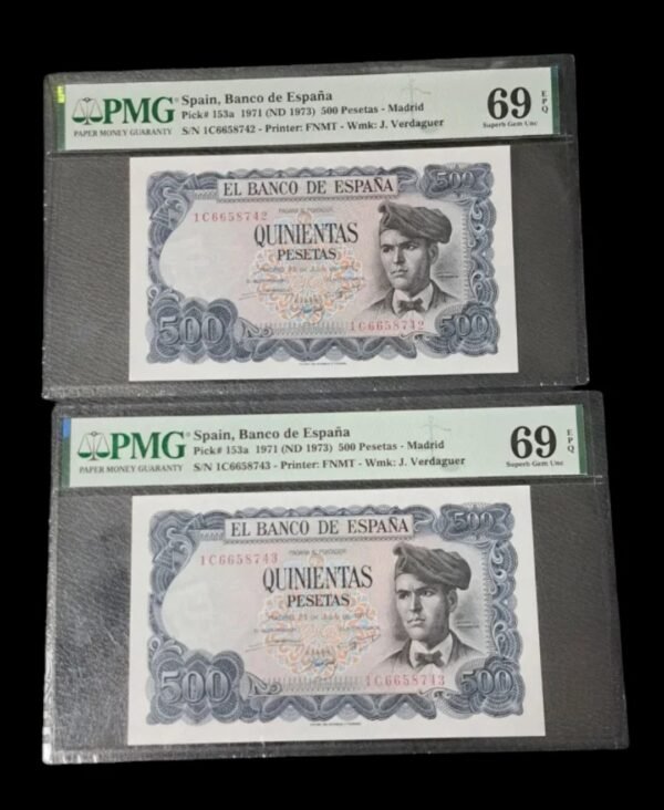 Pareja correlativa 500 pesetas 1971