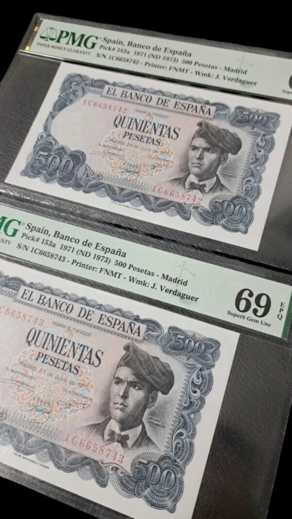 Pareja correlativa 500 pesetas 1971 - Imagen 3