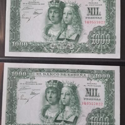 Pareja correlativa 1000 pesetas 1957 de los Reyes Católicos