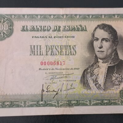 1000 pesetas 1949 Santillan numeración baja