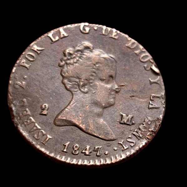 2 maravedis Isabel II 1847 Segovia