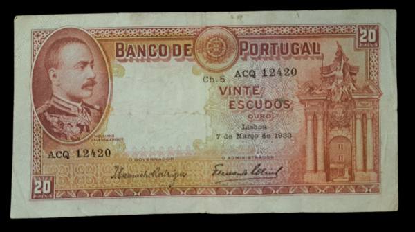 Billete 20 escudos 1933 Mousinho de Albuquerque