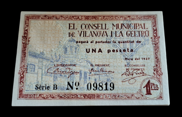1 peseta Vilanova i la Geltru 1937