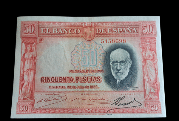 50 pesetas 1935 Rojo Santiago Ramon y Cajal