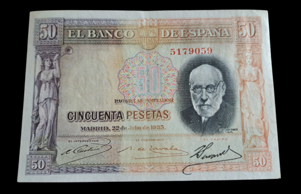 50 pesetas 1935 tricolor Santiago Ramon y Cajal