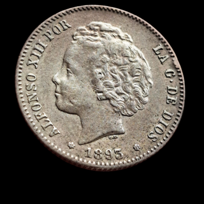 1 peseta Alfonso XIII 1893 *18*93 PGL EBC-