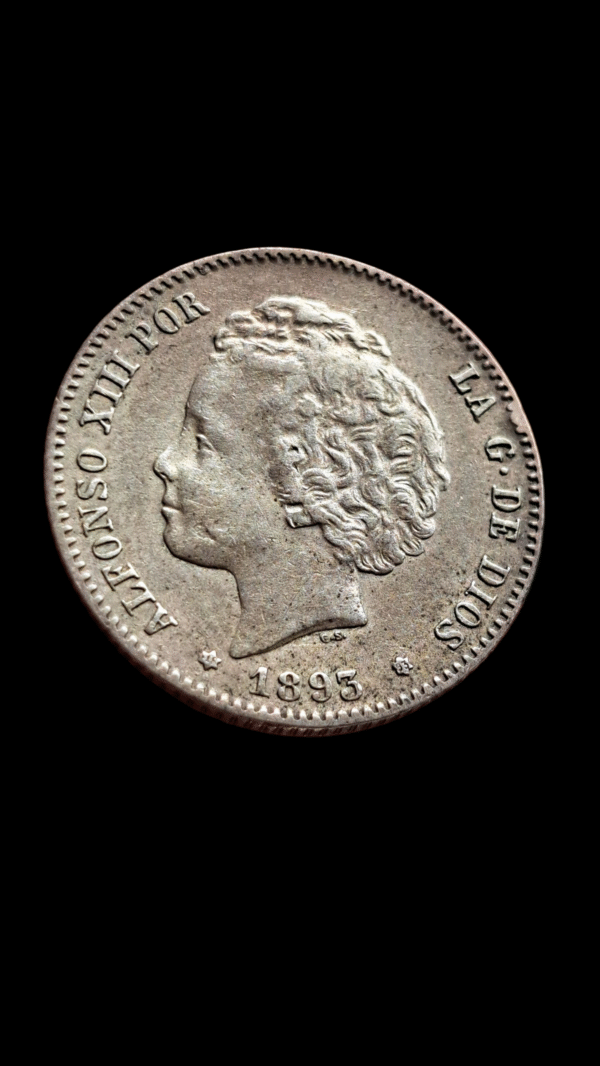 1 peseta Alfonso XIII 1893 *18*93 PGL EBC-