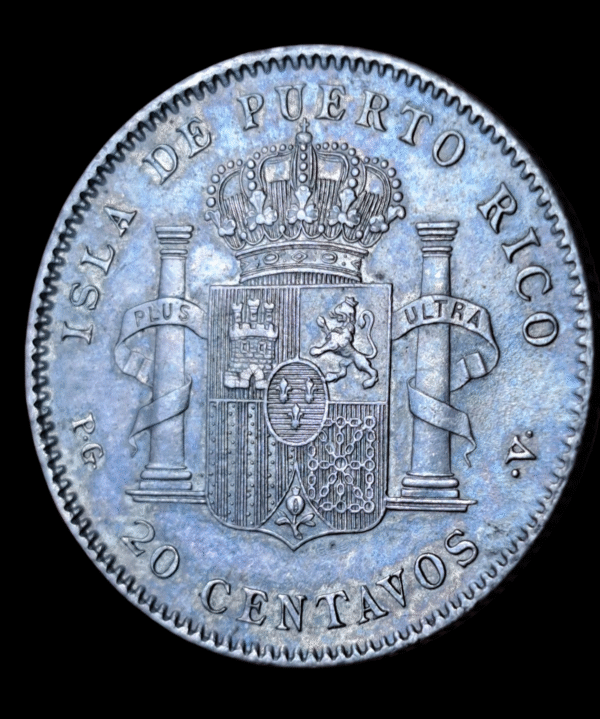 20 centavos 1895 PG L Alfosno XIII Puerto Rico - Imagen 3