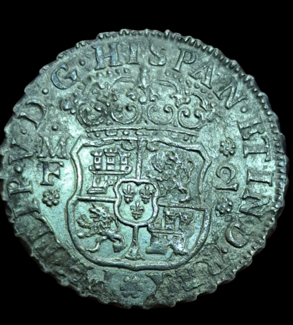 Moneda 2 Reales Felipe V 1740 Columnario – México, de Naufragio – Plata Original
