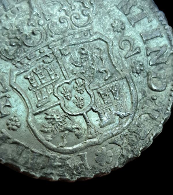 Moneda 2 Reales Felipe V 1740 Columnario – México, de Naufragio – Plata Original - Imagen 8