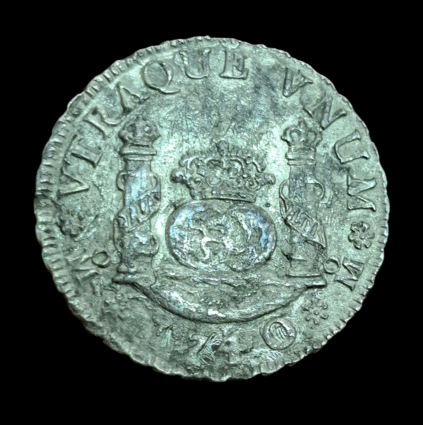 Moneda 2 Reales Felipe V 1740 Columnario – México, de Naufragio – Plata Original - Imagen 3
