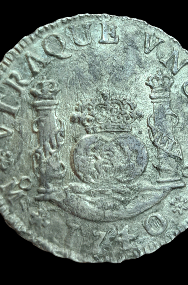 Moneda 2 Reales Felipe V 1740 Columnario – México, de Naufragio – Plata Original - Imagen 10
