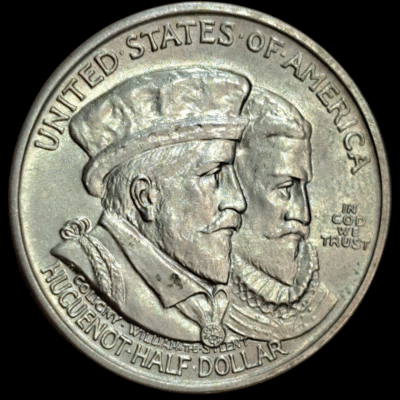 Half Dollar Estados Unidos 1924 de Plata – Huguenot Commemorative – Sin Circular