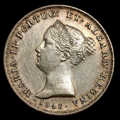 500 reis Portugal 1848 Maria II plata