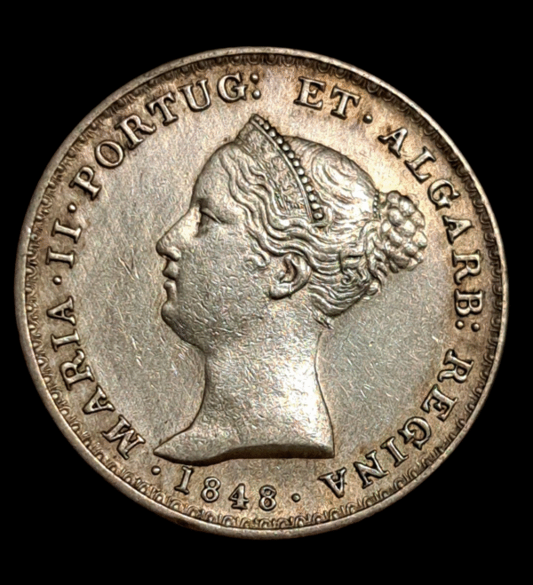500 reis Portugal 1848 Maria II plata