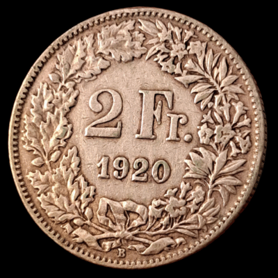 2 francos Suiza 1920 plata