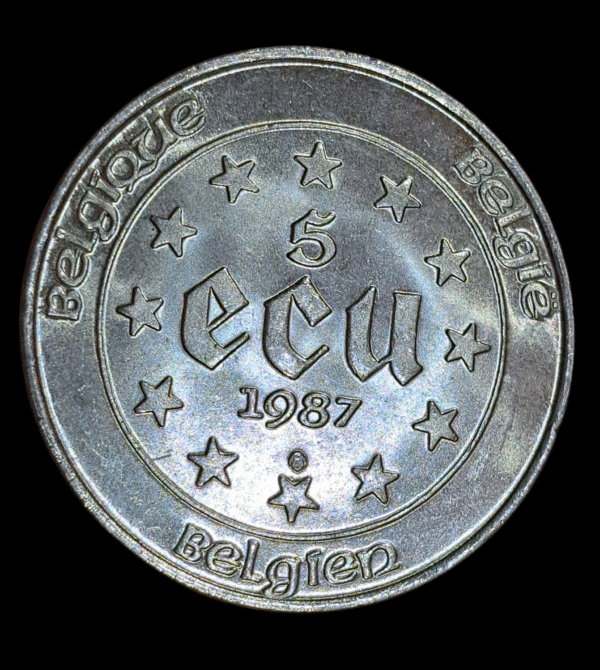 Moneda 5 Ecu Bélgica 1987 | Plata Proof Sin Circular | Coleccionismo - Imagen 3
