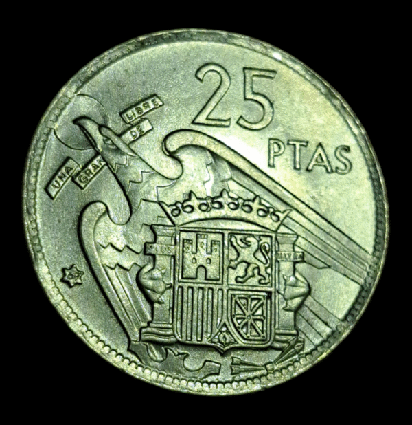 Moneda 25 Pesetas España 1957 *69 Francisco Franco – Sin Circular - Imagen 2