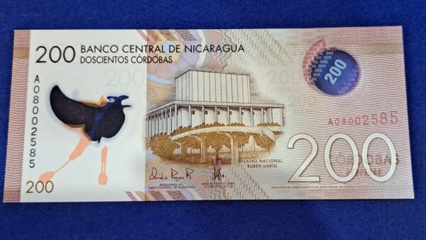 Billete 200 cordobas Nicaragua 2014 polímero SC - Imagen 3