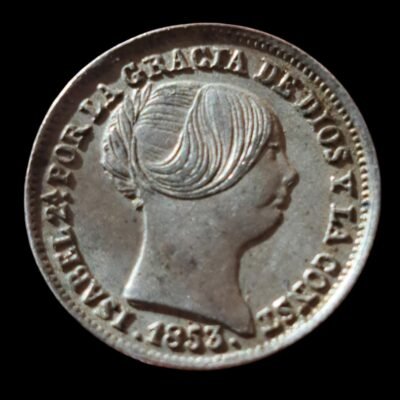 Moneda 1 Real 1853 Sevilla ECA | Plata auténtica | Excelente conservación