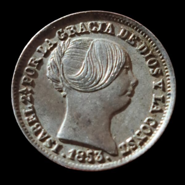 Moneda 1 Real 1853 Sevilla ECA | Plata auténtica | Excelente conservación
