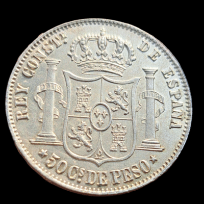 Moneda Alfonso XII Manila 1885 – 50 Centavos de Peso Plata – Sin Circular