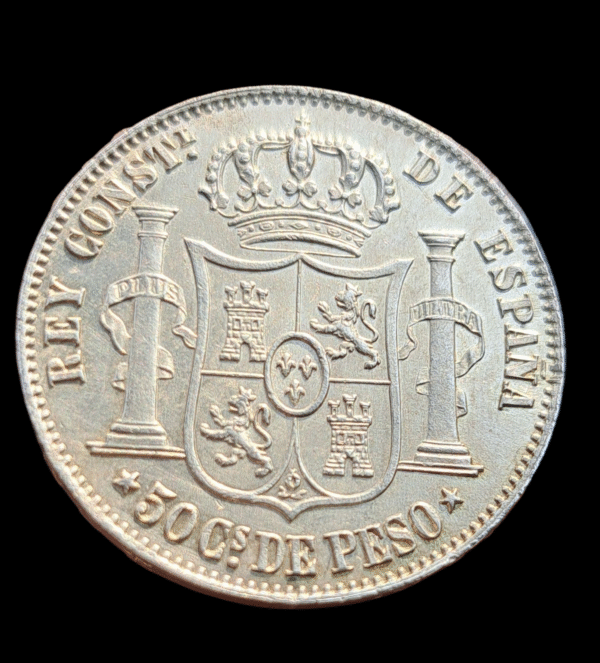 Moneda Alfonso XII Manila 1885 – 50 Centavos de Peso Plata – Sin Circular