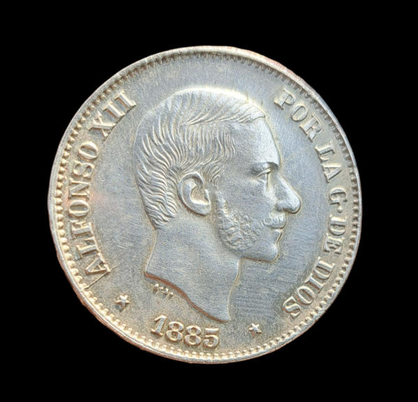 Moneda Alfonso XII Manila 1885 – 50 Centavos de Peso Plata – Sin Circular - Imagen 3