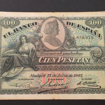 100 pesetas 1907, Alegorías