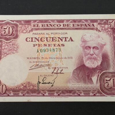 50 pesetas 1951 pick 141a