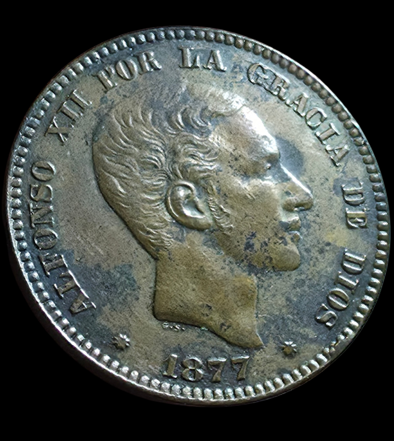 10 céntimos 1877 Barcelona, Alfonso XII 5 10 céntimos 1877 Barcelona, Alfonso XII